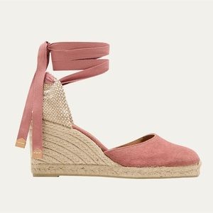 New Castañer Carina Canvas Wedge Sandal Rosa Oscuro